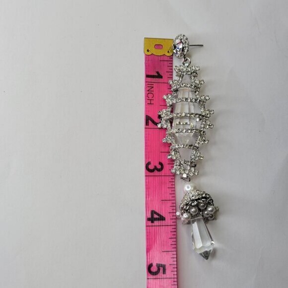 Bridal Clear Fashion Chandelier Drop Earrings Statement Earrings - Picture 10 of 11
